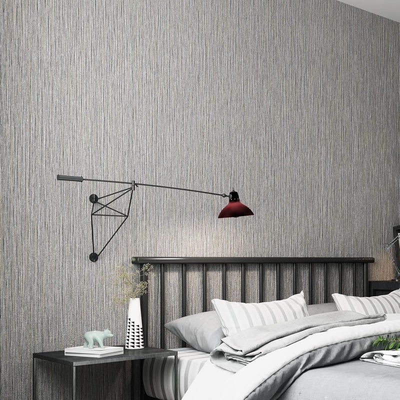 Haimin Grasscloth Wallpaper Textured 24in X 393in Fabric Contact Paper Brown Wall Paper Textured Linen Wallpaper Peel and Stick Self-Adhesive Thick Vinyl Embossed Film Wallpaper (Gray Brown) - Image 4